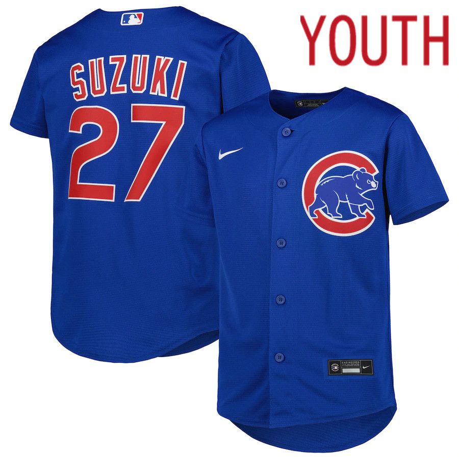 Youth Chicago Cubs 27 Seiya Suzuki Nike Royal Alternate Replica Player MLB Jersey
